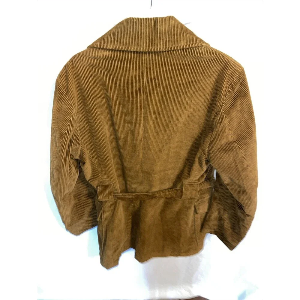 Weathercaster Men’s Corduroy Coat Size Medium Brown Fleece Lined Belted Outdoors - Picture 8 of 12